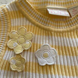 VTG 2000s Children's Place Yellow Striped Floral Knit Tank Top Size M 7/8